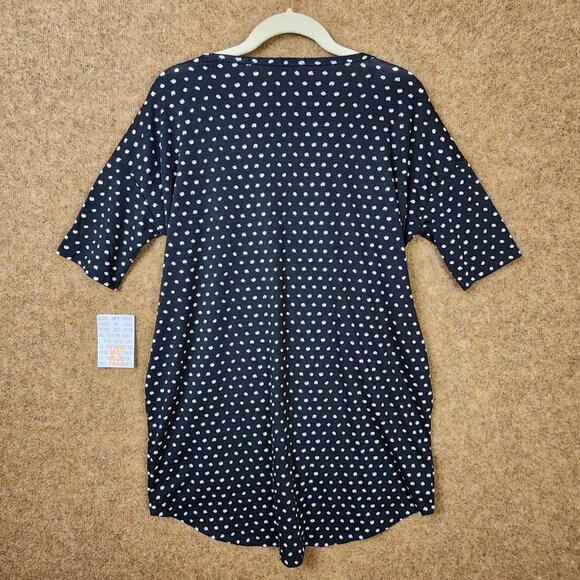 NWT LuLaRoe Perfect T-Shirt Irma S/S Top XS Black/White Polka Dots High-Low - Picture 3 of 9